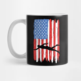 American Flag Swimming Graphic Mug